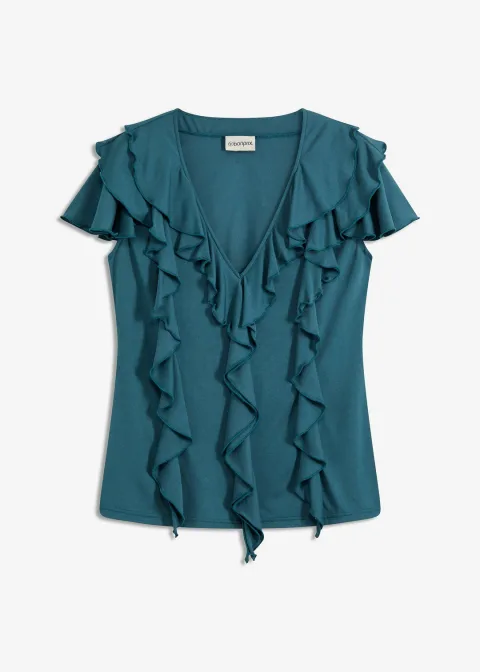 T-shirt avec volants en modal mélangé