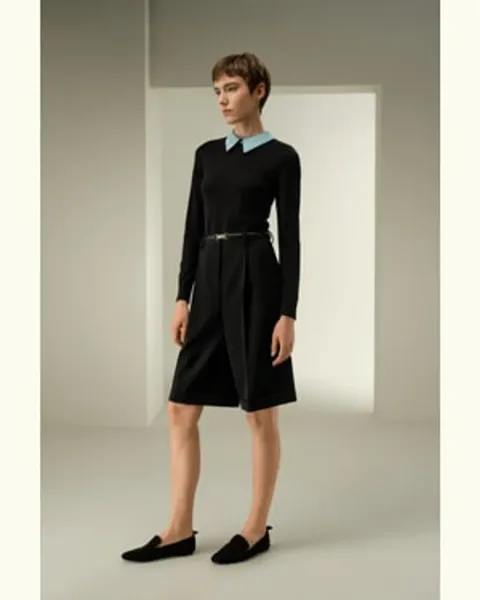 LILYSILK Short En Laine Convient Pour Un Look Décontracté Au Quotidien Laine Mérinos Et 100 % Soie Simple Et Classique Site Officiel Noir 48
