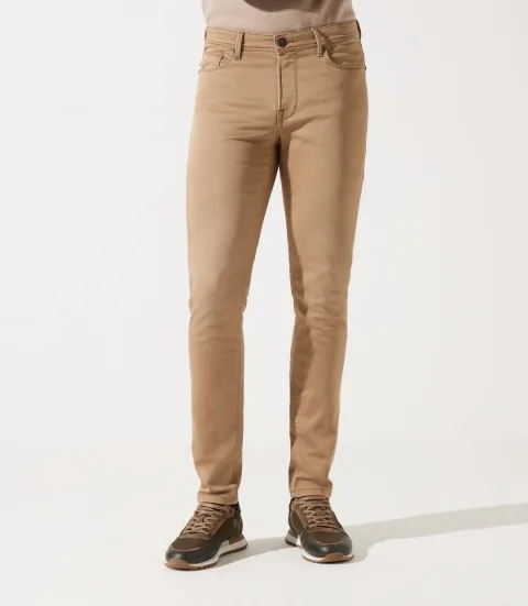 IZAC - Jean slim en molleton camel ETERNELLE