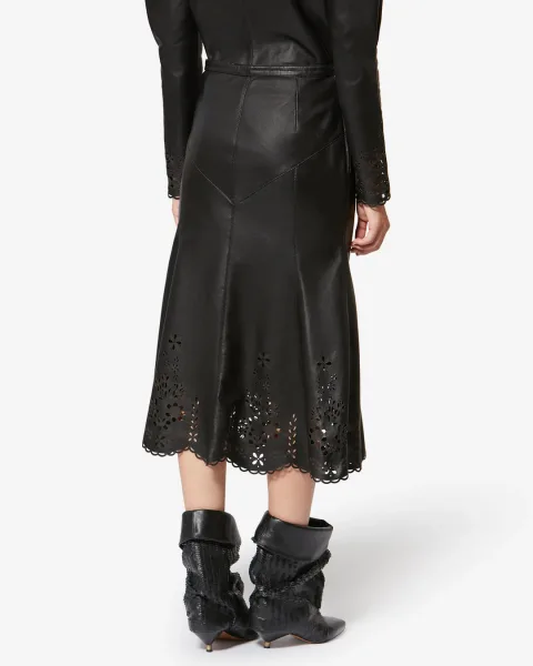 Jupe Nisia En Cuir - Femme - Noir - Taille 40