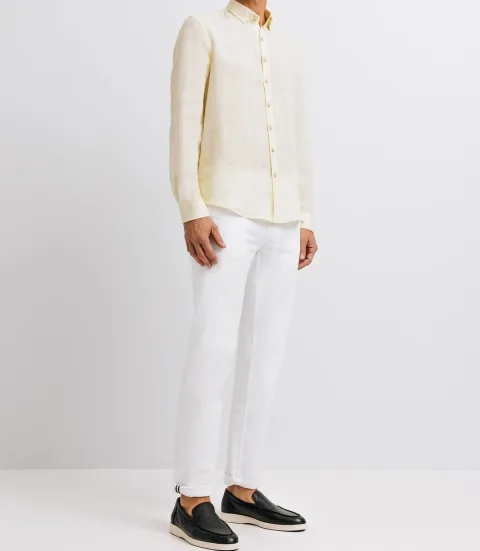 IZAC - Chemise unie en lin jaune