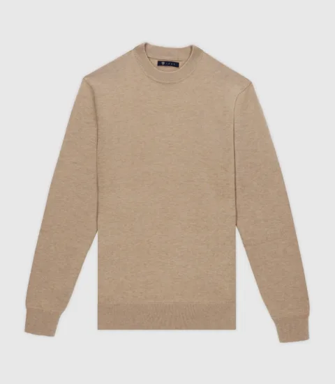 IZAC - Pull col rond BEIGE