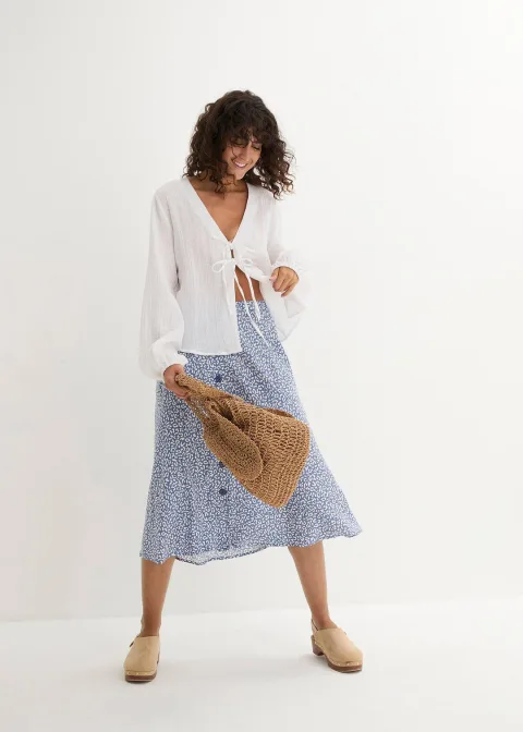 Jupe midi en viscose avec poches