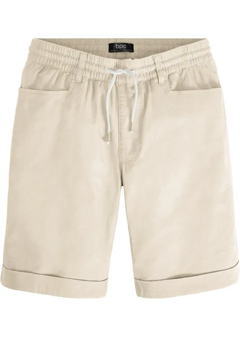 Bermuda à taille élastiquée en lin mélangé, regular