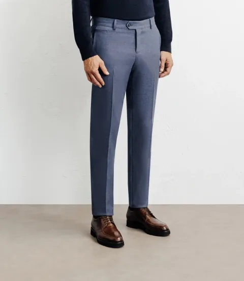 IZAC - Pantalon ville en flanelle bleu