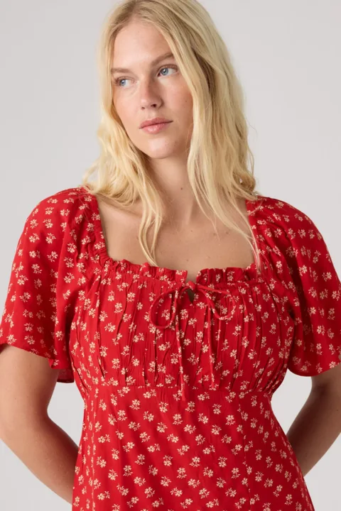 Levi's Robe Mi Longue Amara Column - Femme - Rouge / Angela Daisy Urban Red Crepe - XS