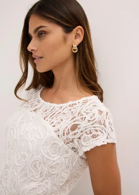 Blouse manches courtes en dentelle