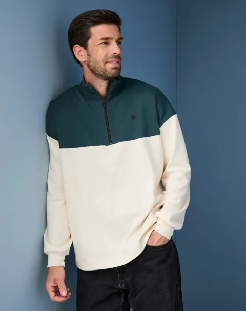 Sweat zippé en Coton BIO - Cèdres - Taille M - Lemahieu