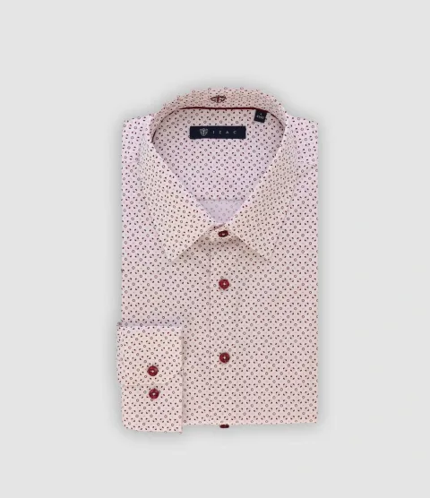 IZAC - Chemise slim imprimée blanc rose et bordeaux PAUL