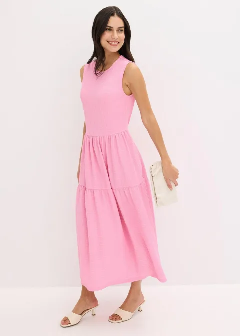 Robe midi en jersey texturé avec découpe dos