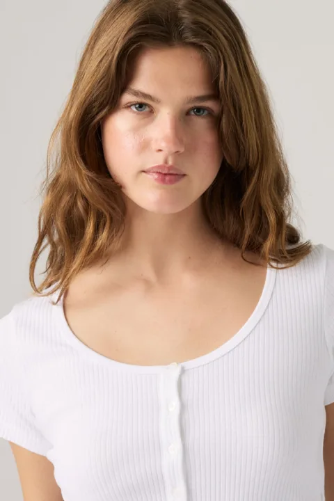 Levi's Austen Button Up Short Sleeve Top - Femme - Blanc / Bright White - S