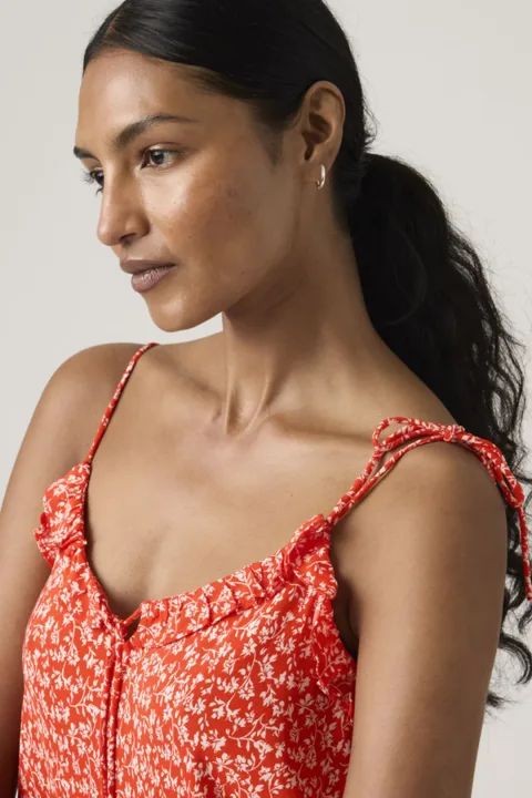 Levi's Robe À Bretelles Mi Longue Sarita - Femme - Rouge / Pamela Floral Wine - XS