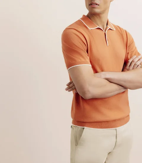 IZAC - Polo col ouvert orange foncé