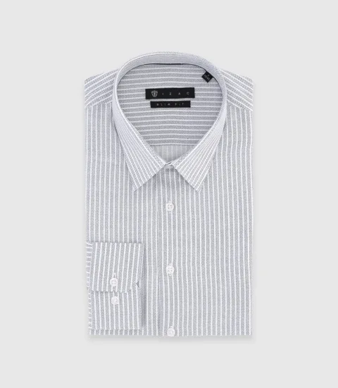 IZAC - Chemise slim à rayures grise PALY
