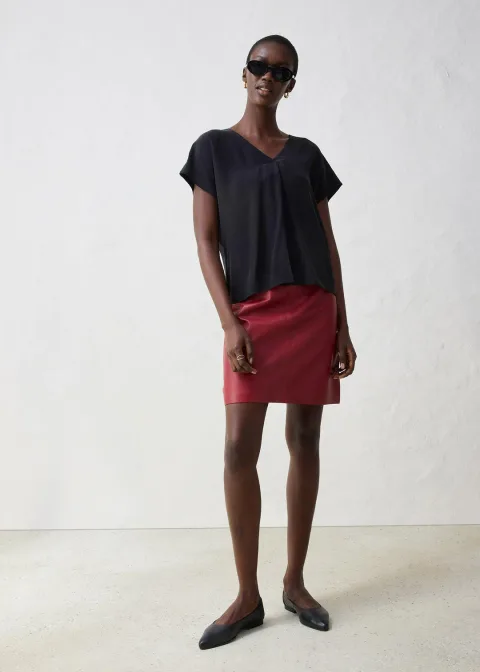 T-shirt avec soie et empiècement tissé