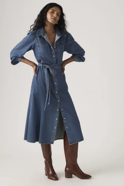 Levi's Robe Longue Et Manche Longue Journey - Femme - Bleu / Celestial Blue - XS