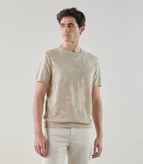 IZAC - T-shirt en maille beige