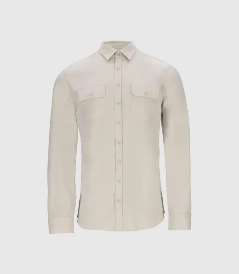 IZAC - Chemise unie casual mastic JULIEN