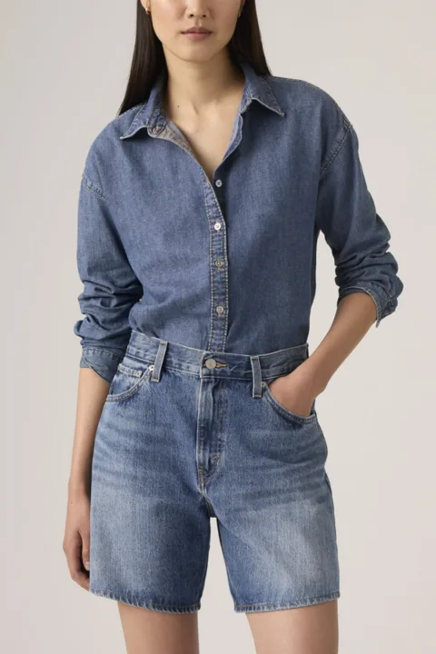 Levi's Short Baggy Taille Haute - Femme - Bleu / Far And Wide Short - 34