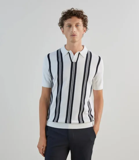 IZAC - Polo en maille à rayures blanches