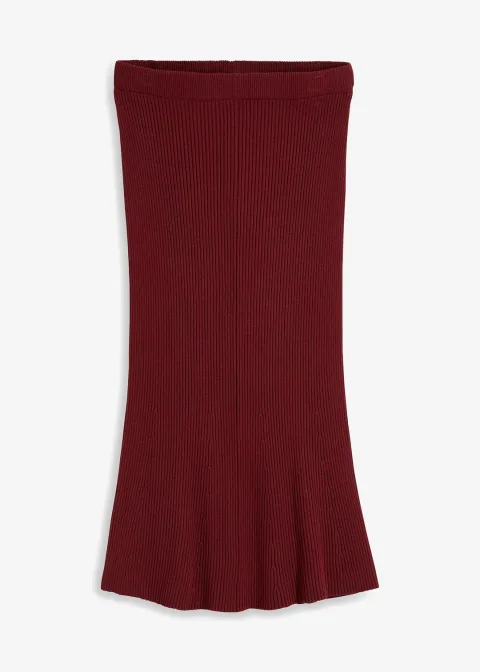 Jupe en maille côtelée, viscose majoritaire