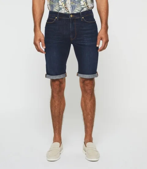 IZAC - Bermuda denim bleu foncé STARTOUT
