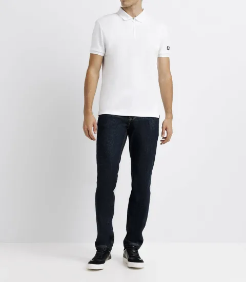 IZAC - Polo col zippé avec patch blanc