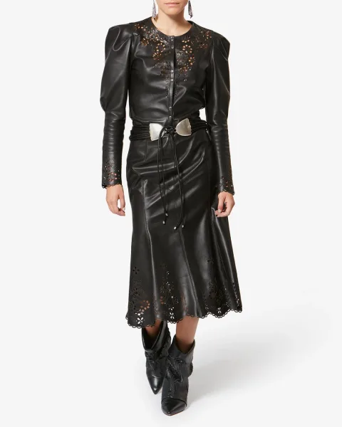 Jupe Nisia En Cuir - Femme - Noir - Taille 40
