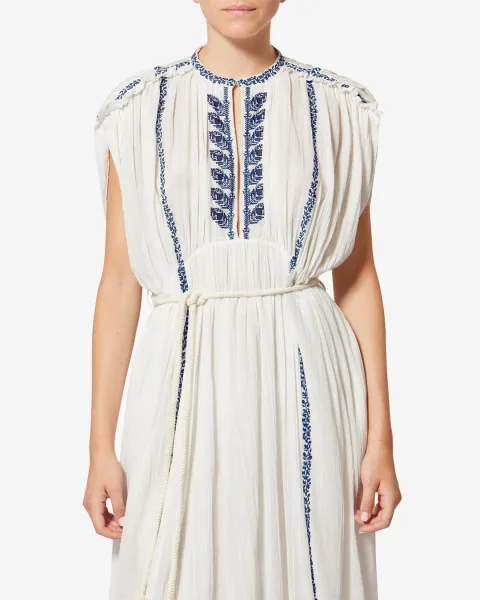 Robe Liviane - Femme - Écru Et Bleu - Taille44 - Marant Étoile - Collection Été Femme - Nouvelle Collection Capsule High Summer