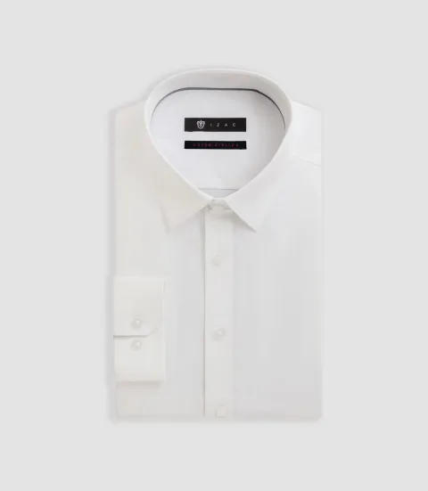 IZAC - Chemise slim en popeline stretch blanche MALTE