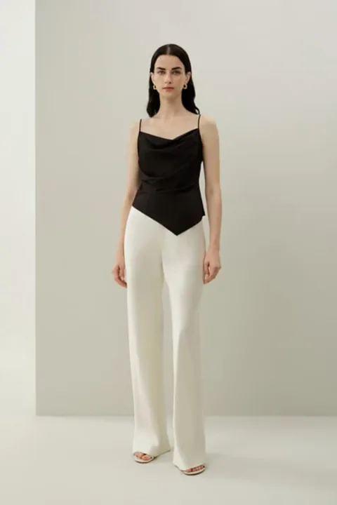 Camisole en Soie Extensible Astra | Plis Asymétriques | Coupe Biais
