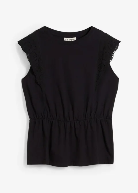 T-shirt avec détails en broderie anglaise