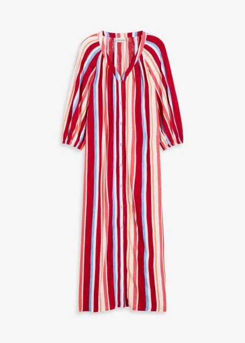 Robe caftan rayée en viscose texturée