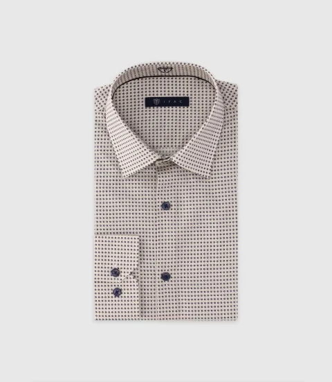 IZAC - Chemise imprimée manches longues écrue