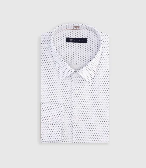 IZAC - Chemise slim à imprimé micro motifs blanc MATTHIAS