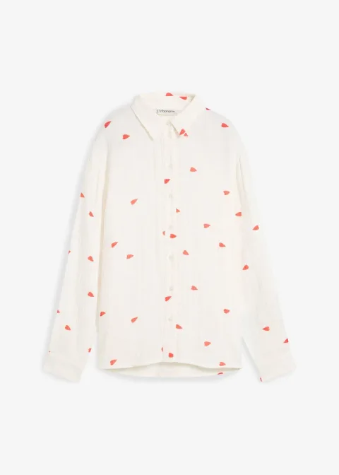 Chemisier en gaze de coton à motif cœurs