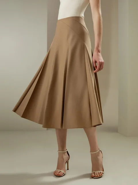 LILYSILK Jupe En Laine Moka Jupe Parapluie Midi Plissée Laine Mérinos Une Touche D'Élégance Dans Votre Vie 48