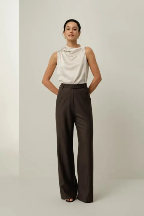 Top sans Manches Asymétrique de Luxe en Pure Soie Charmeuse