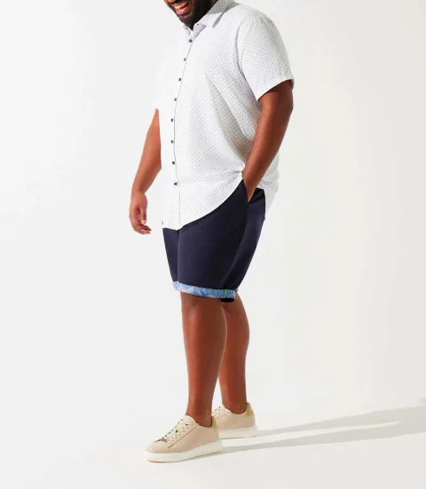 IZAC - Chemise manches courtes à imprimé blanche et marine KEDDYBT