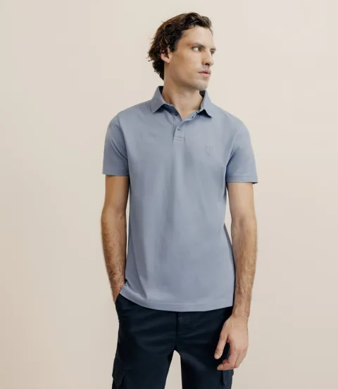 IZAC - Polo piqué bleu gris