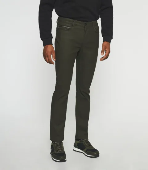 IZAC - Jean slim denim enduit kaki EROS
