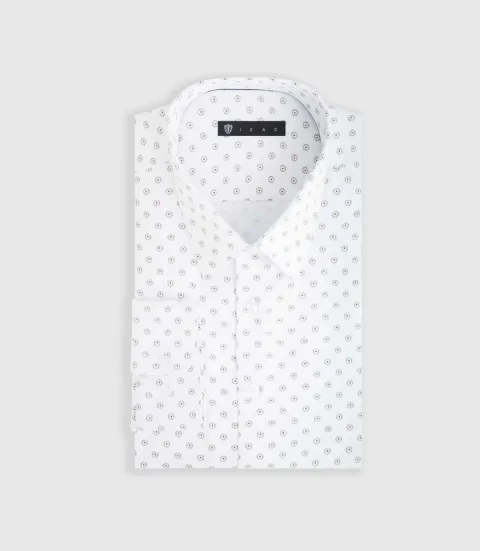 IZAC - Chemise ville blanche et camel ''Difast009''
