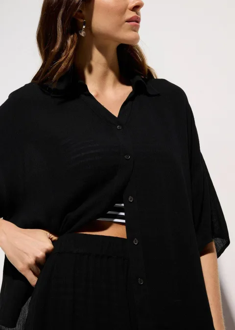 Chemisier court de plage en viscose fluide