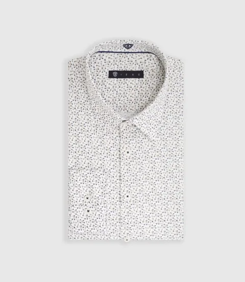 IZAC - Chemise imprimée micro motifs camel ''Marcus''