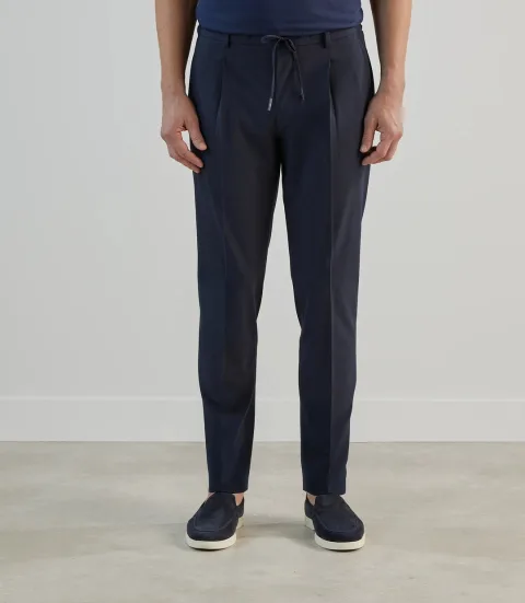 IZAC - Pantalon ville à cordon de serrage marine