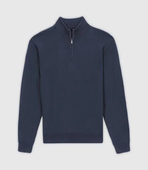 IZAC - Pull col demi zip indigo