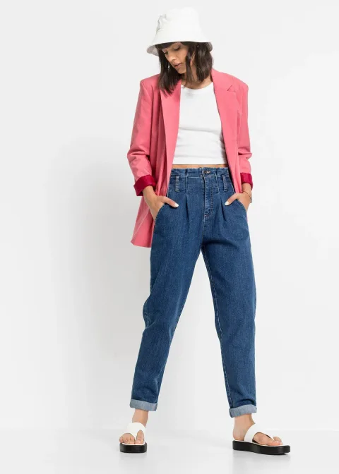 Jean mom extensible, taille haute