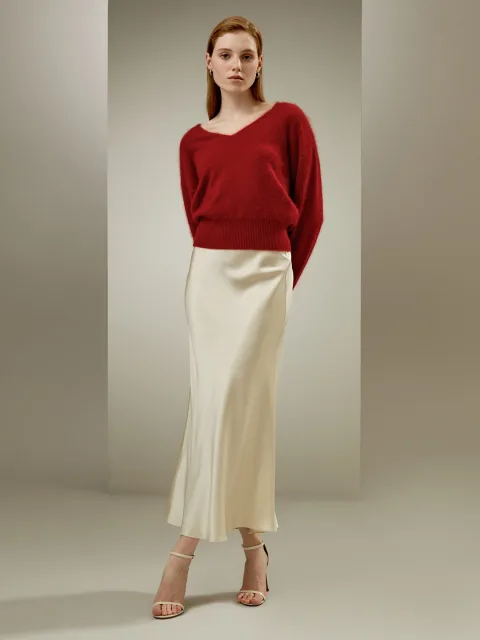 LILYSILK Jupe Longue En Soie Texture Luxueuse Soie Charmeuse Double Face Élégance Sans Effort Charme Classique Lilyblanc Petite 40