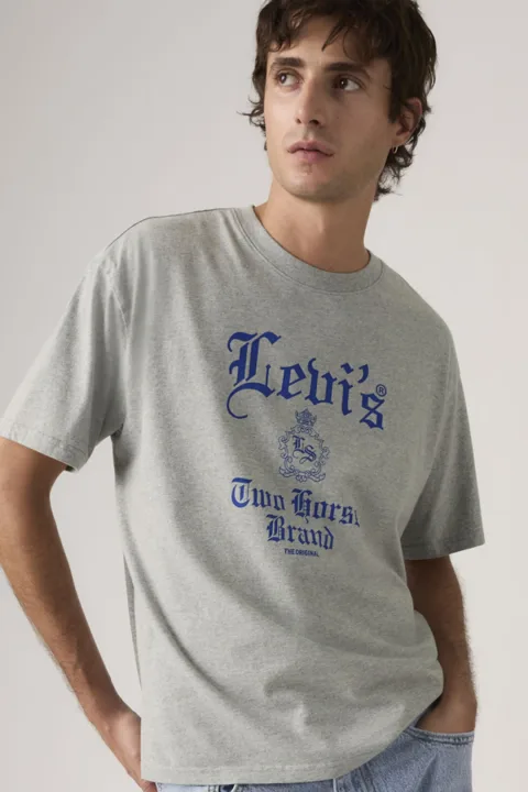 Levi's T Shirt Graphique Boxy - Homme - Gris / Heather Grey - XL