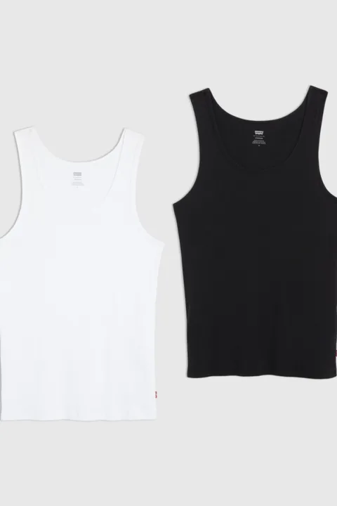 Levi's Débardeur Bord Côtes Lot De 2 - Homme - Multicolore / Black Marble Heather/ Snow Heather - 2XS